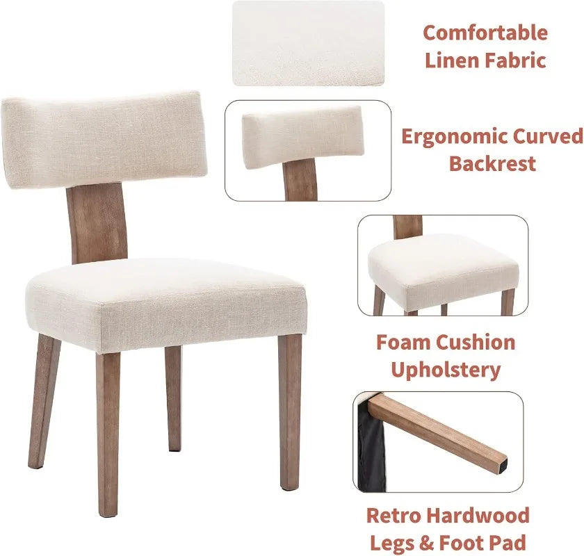 farmhouse Mid Century Modern Chairs Set of 6 Upholstered Accent Chairs Curved Backrest
