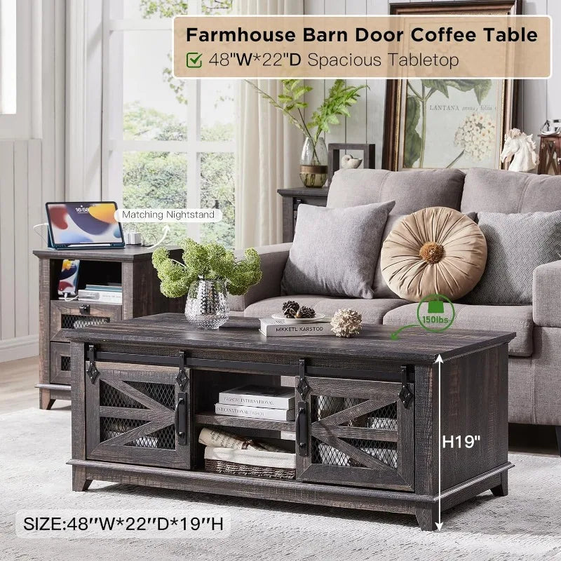 Farmhouse Coffee , cocktail table with storage, doord