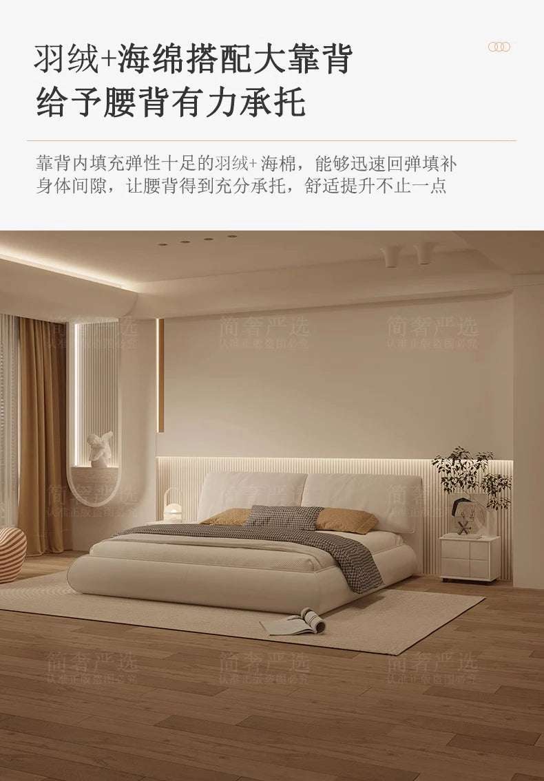 Nordic White Designer Luxury Wood Modern Full Size Sleeping Bed