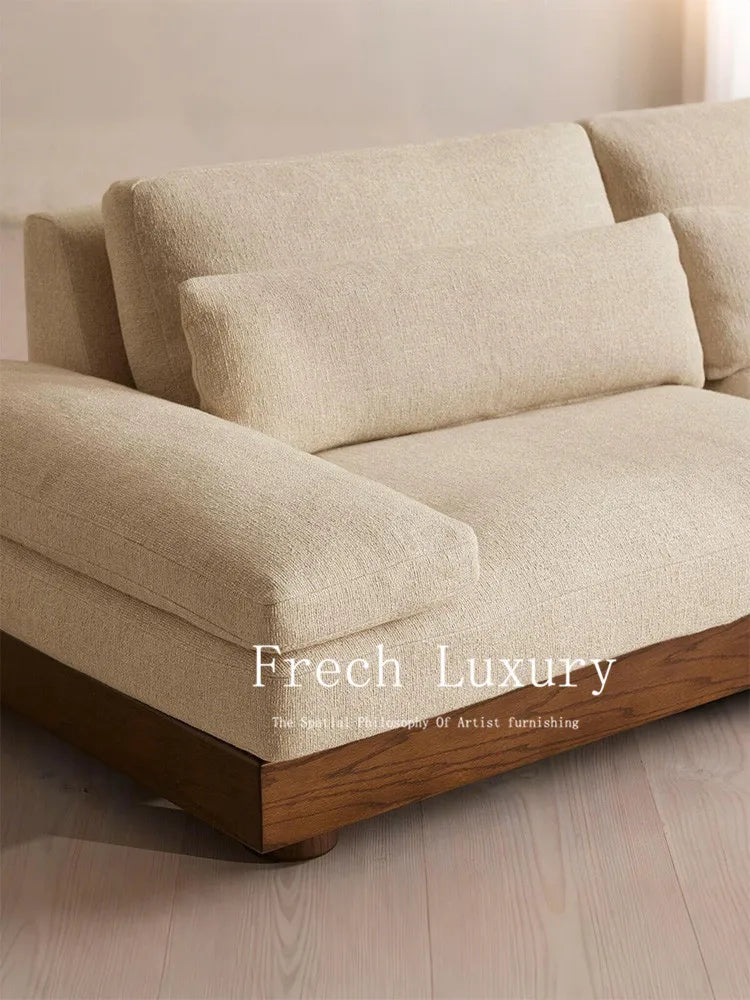 Nordic European Large Single Linen Beige Fabric, modern sectional sleeper couch
