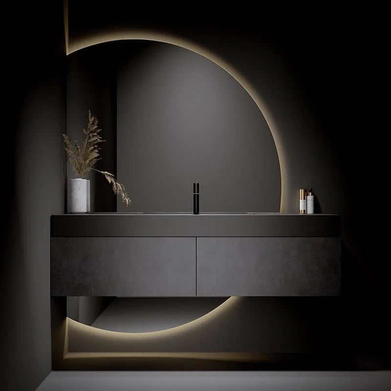 Italian Style Cabinet Smart Light Luxury Washbasin Cabinet Combination Solid Wood Wall Mounted Slate