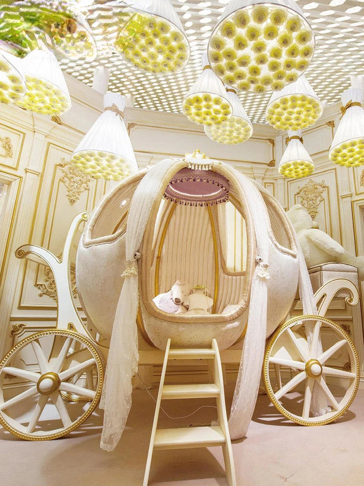 Baby Creative Pumpkin Bed . European Style Solid Wood Princess M Childrens Horse Lathe Cute