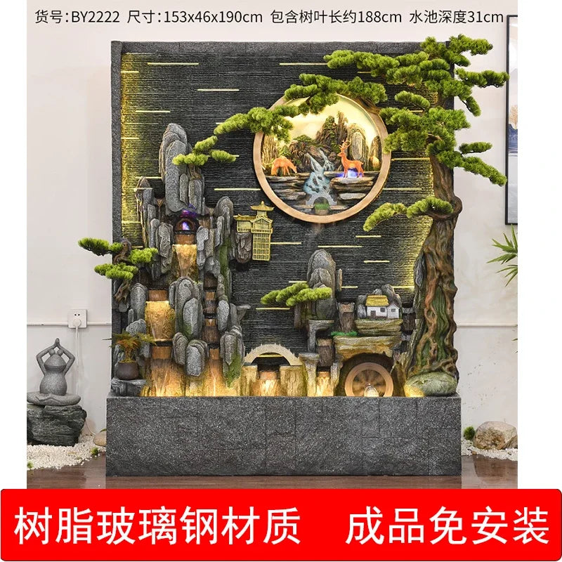 Waterfall Fountain Landscape. Water Curtain Wall Screen Partition ,Villa Courtyard rockery fish pond