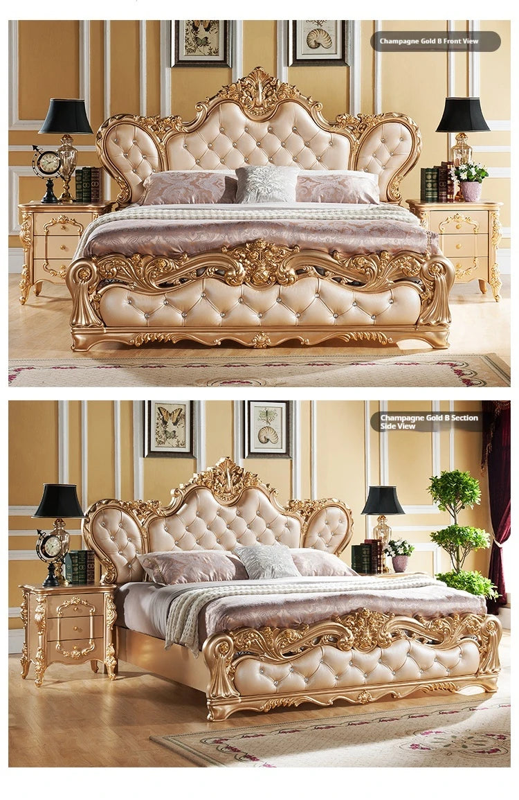 Nordic Modern Luxury Leather, Wood Master Queen/ King Bed Multi-funizone