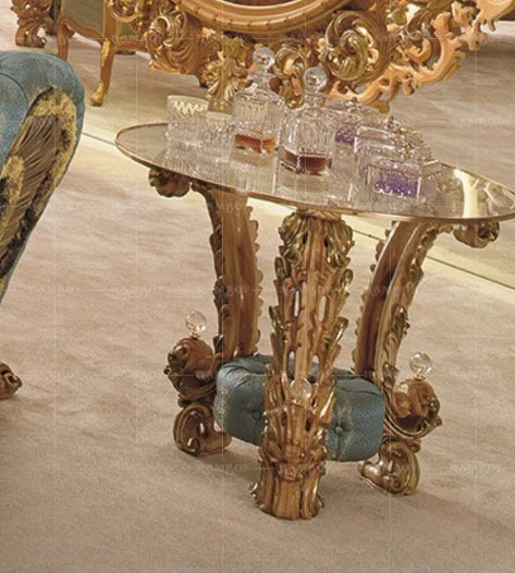 Villa Wood Carved Sofa Court Luxury Fabric Craft Sofa Combination