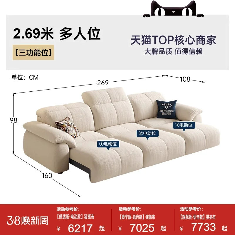 Nordic Modern Extendable White Puffs Velvet Italian Electric Luxury Foldable Double Sofas