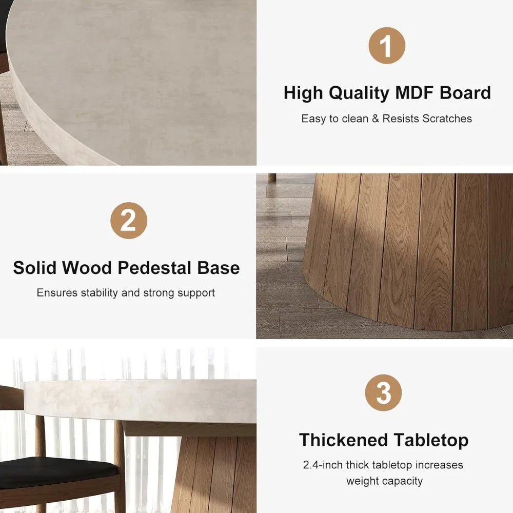 Farmhouse Oval ,Pedestal Round extendable Table for 6 people