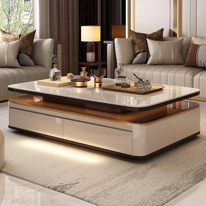 Nordic Modern Villa Luxury Design Glass Low Wooden Tables