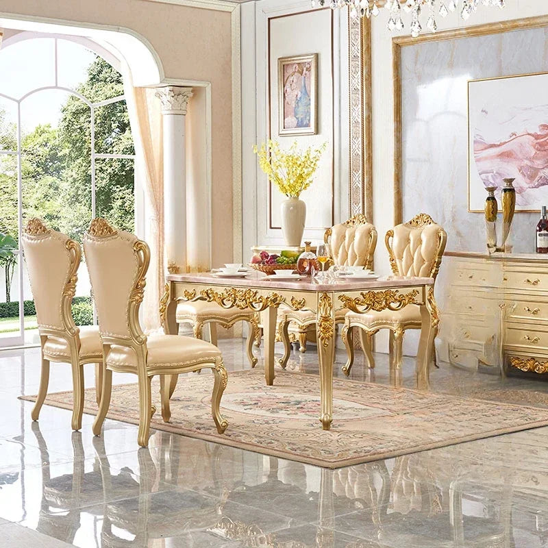 European Gold Vintage Wooden Design Luxury Rectangular Space Saving Table