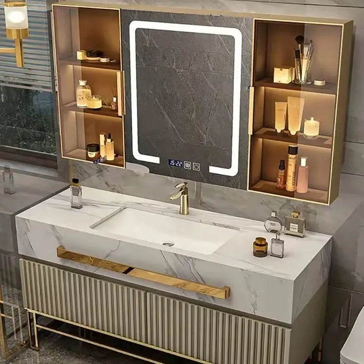 Modern Luxury Cabinet with Combination Slate Basin Wall Mount Vanity with Sink