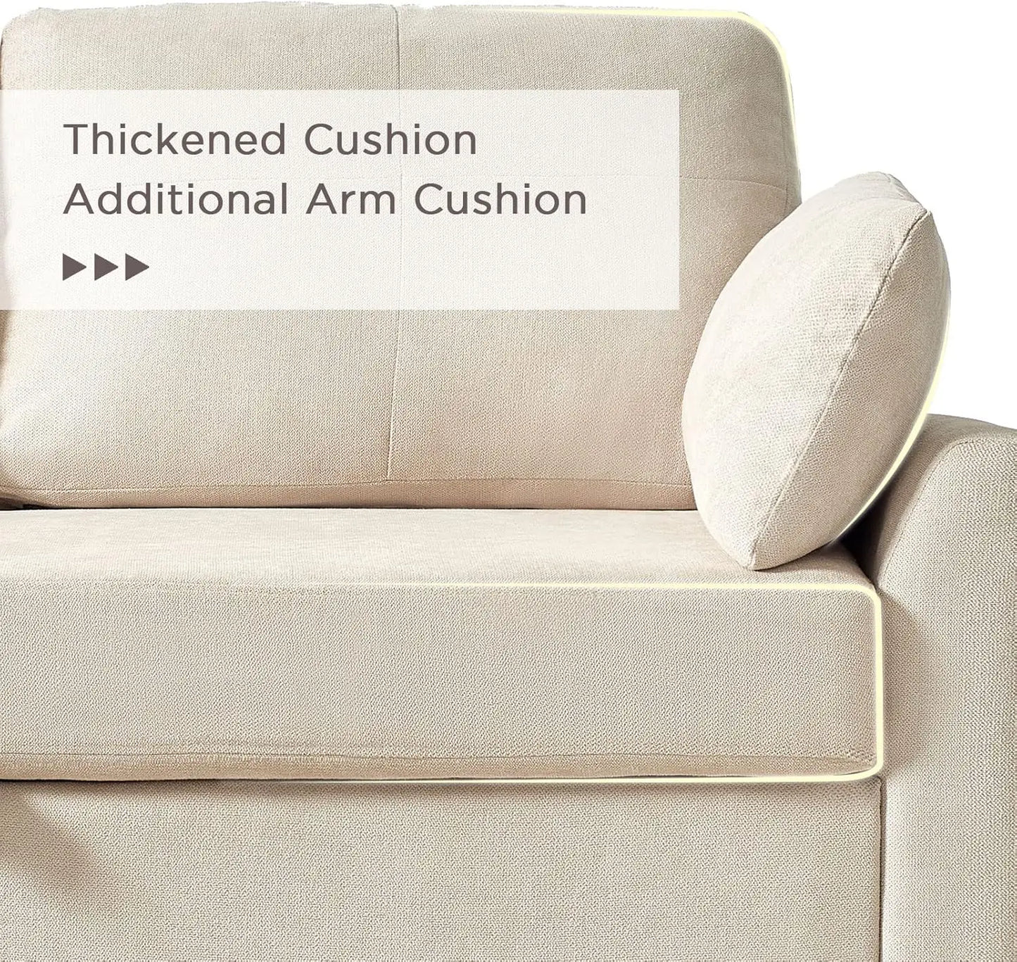 Sofa sleeper with storage,Beige Linen pullout bed