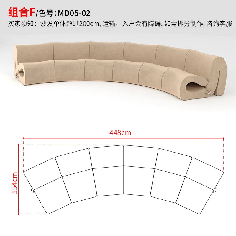 Villa European Sofa and Ottoman Large Adjustable Italian Designer Curved Canape Salon