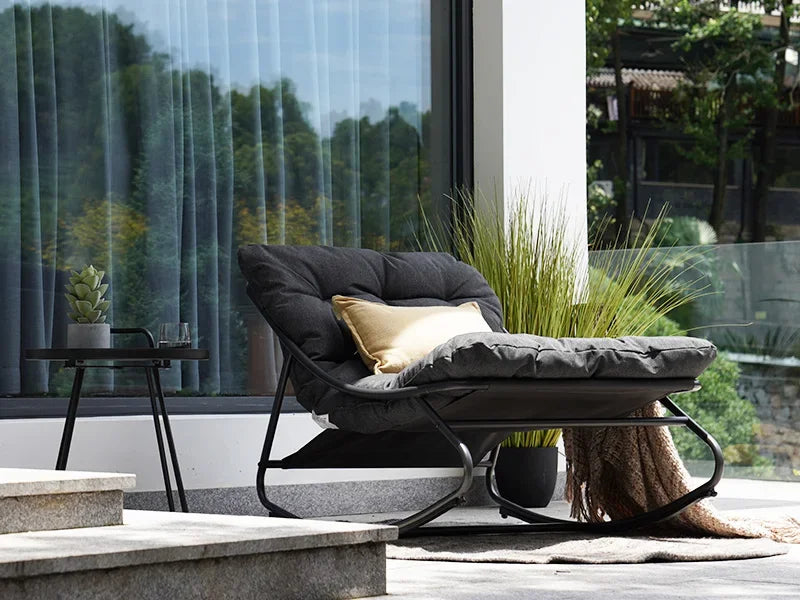 Metal Lounge Rocking Chair with Thick Comfy Cushion