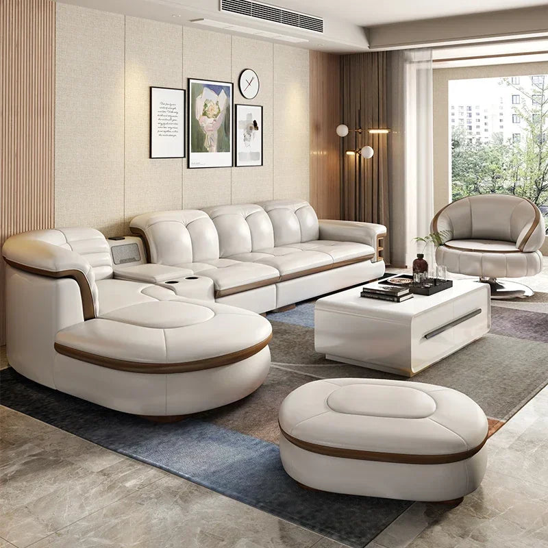 Modern Designer Genuine Leather Sofa, Reclining Sofa Corner Sectional