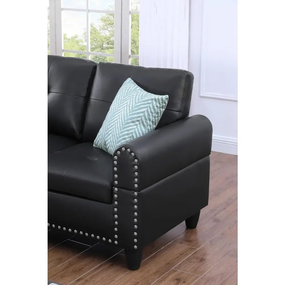 Sofa with Chaise, Storage Ottoman, 2 Cup Holders, Pillows, 6 seater