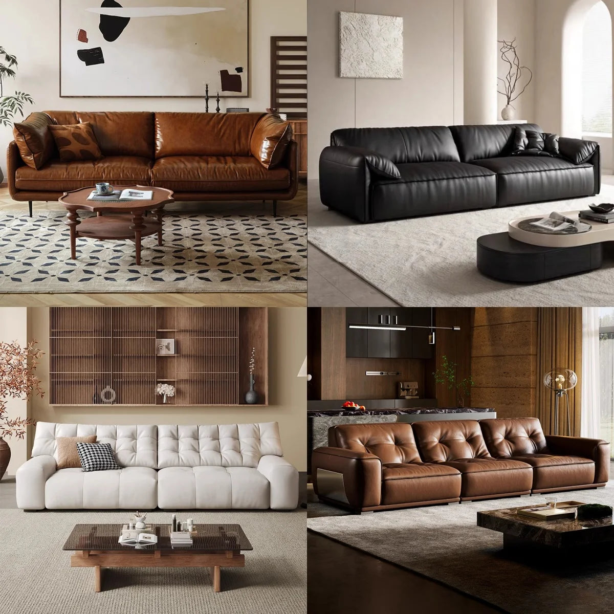 Italian-Style High End wood frame sofa set ,Full Genuine Cowhide Leather Modern Luxury Design for Large Villa