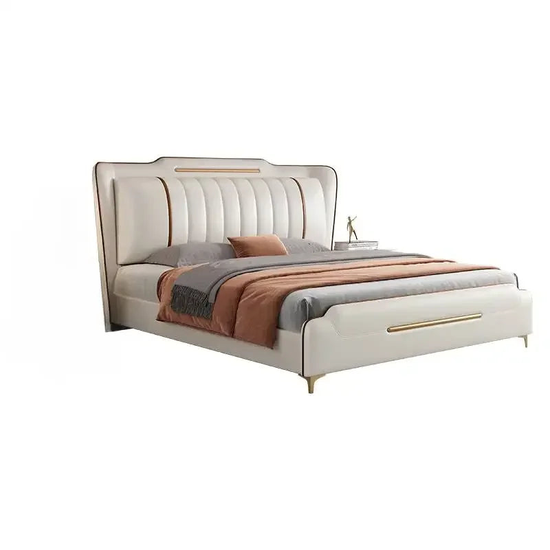 Princess Double Bed Frame Waterproof Beige Double Bed Headboards Luxury Platform