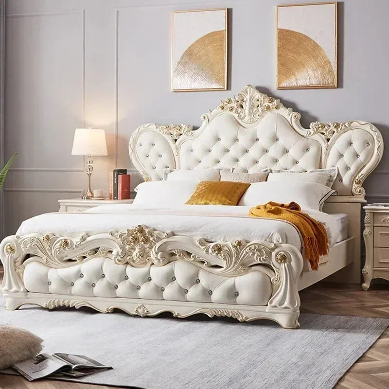 Nordic Modern Luxury Leather, Wood Master Queen/ King Bed Multi-funizone