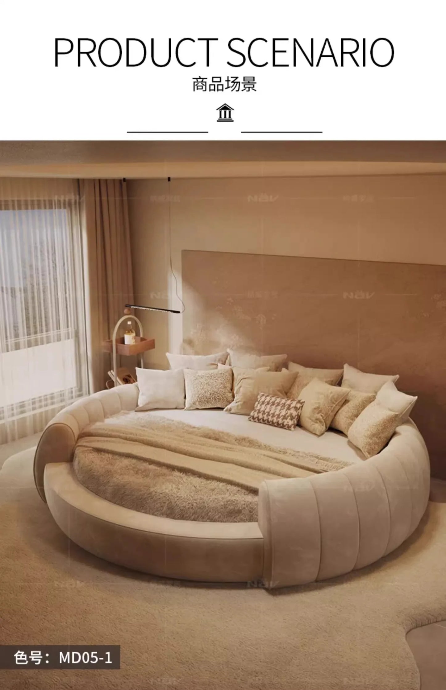 American Style Wood Cream King Size Master Design Apartment Fashionable Bed