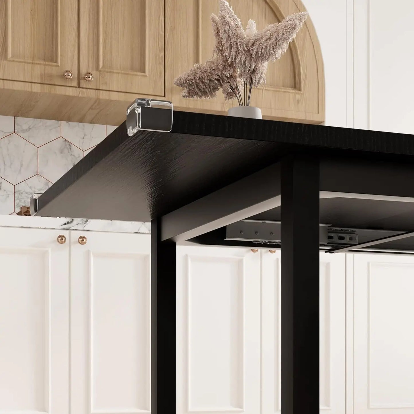 7-Piece Mid-Century Large Extendable set for 4-8 people w 6 stools