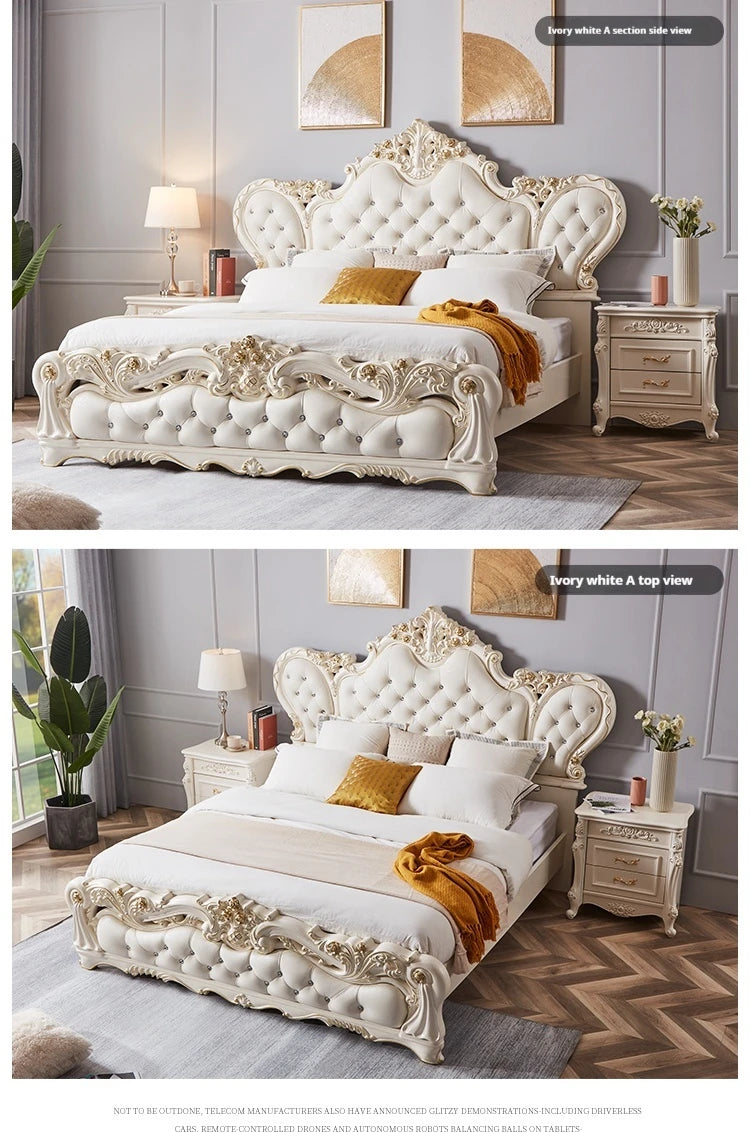 Nordic Modern Luxury Leather, Wood Master Queen/ King Bed Multi-funizone