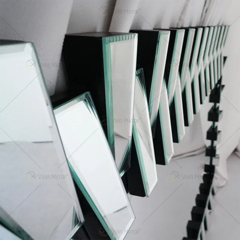 Venice wall-mounted square American, decorative wooden makeup mirror, cross border, light luxury