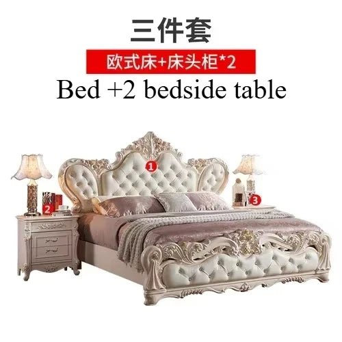 Nordic Modern Luxury Leather, Wood Master Queen/ King Bed Multi-funizone