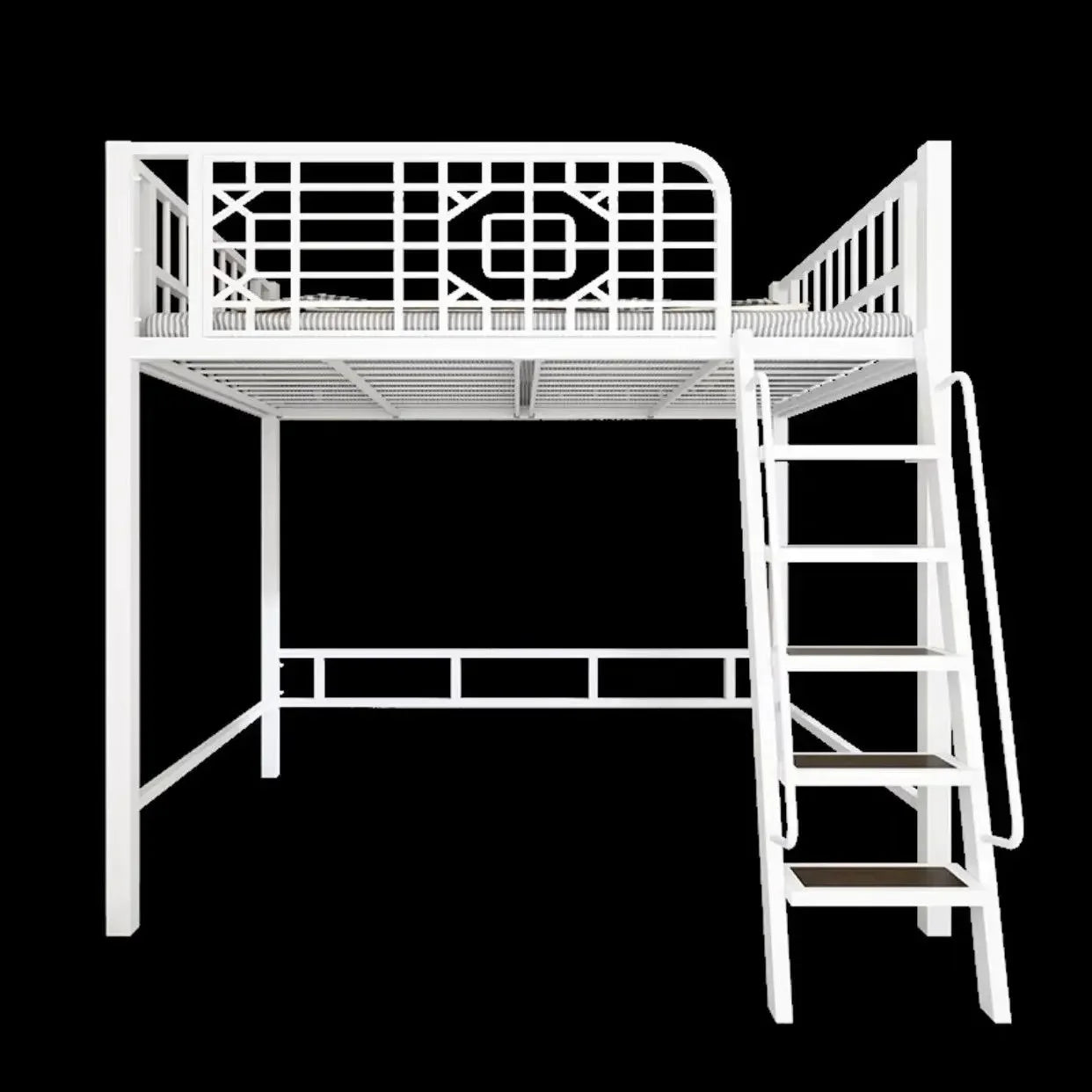New Chinese-style loft Children's iron bed frame elevated upper floor