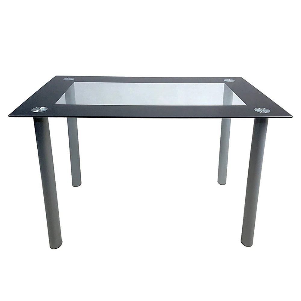 Tempered Glass Table with 4 Chairs ,Transparent & Black