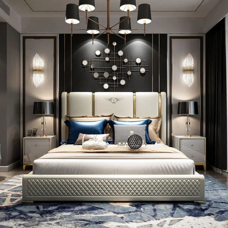 Nordic Modern Genuine leather ultimate entry lux bed frame