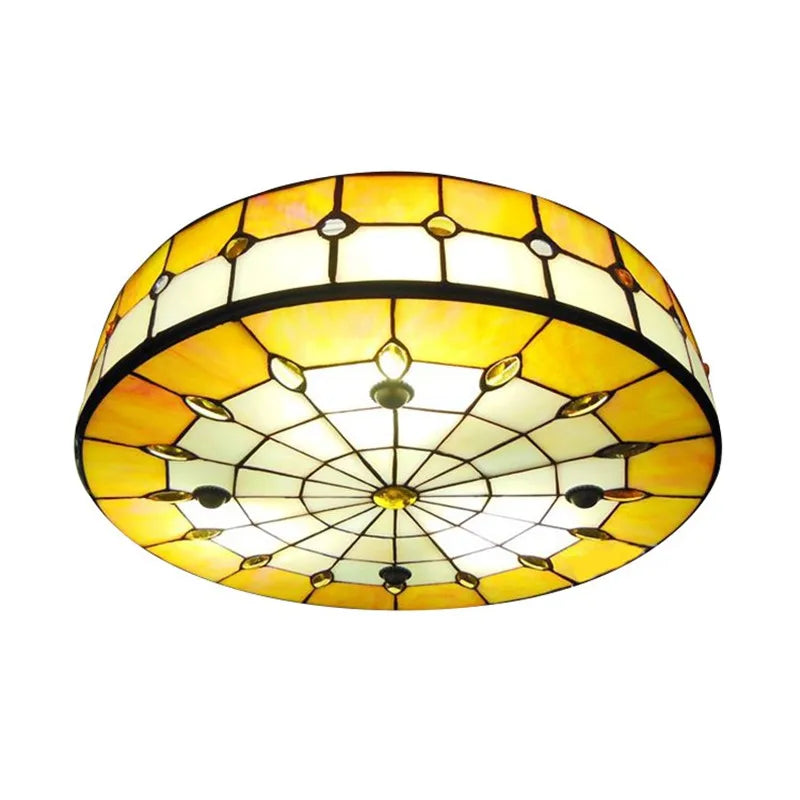 Vintage Mediterranean Baroque Hanging  Ceiling Lighting Tiffany Stained Glass Lights