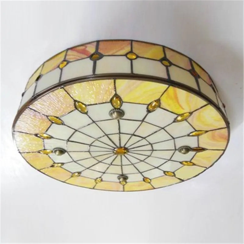 Vintage Mediterranean Baroque Hanging  Ceiling Lighting Tiffany Stained Glass Lights