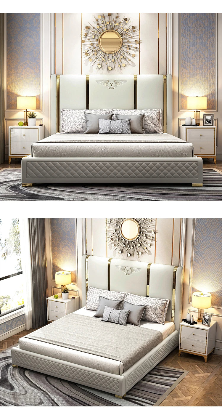 Nordic Modern Genuine leather ultimate entry lux bed frame