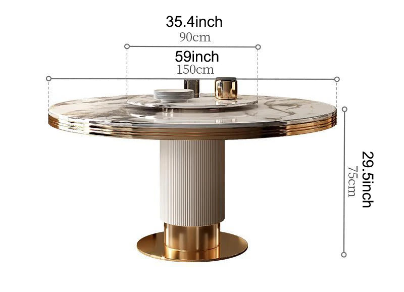 Modern  simple restaurant marble round  table and chair combination with turntable