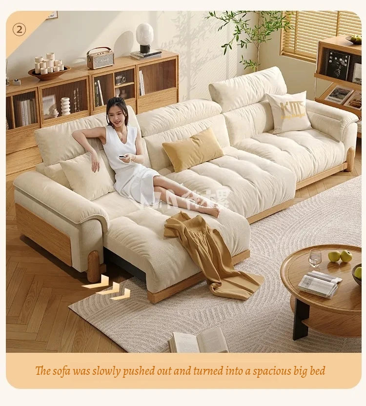 Japanese New Lazy  Simple Square Electric Designer Puffs Modern Solid Wood  Couches