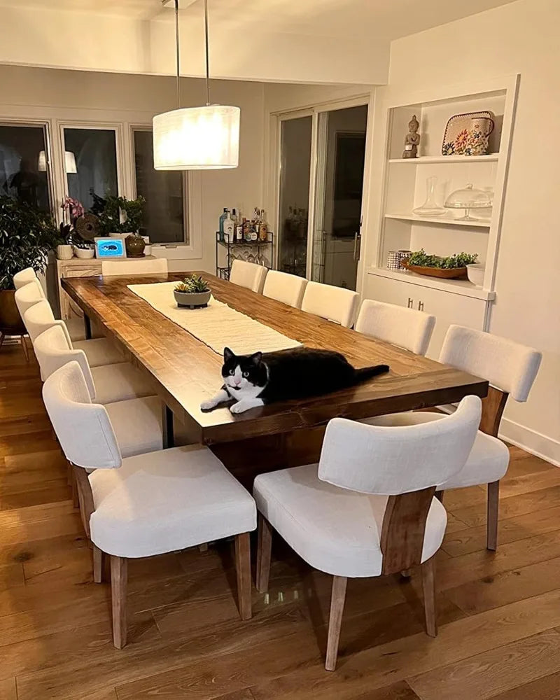 farmhouse Mid Century Modern Chairs Set of 6  Upholstered Accent Chairs Curved Backrest