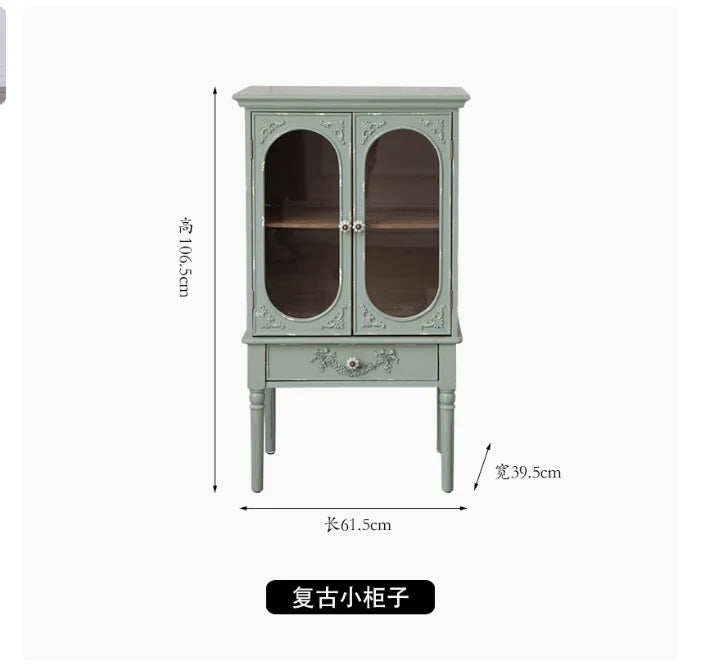 European-Style Retro Bookcase  Wooden Storage Double-Door Display
