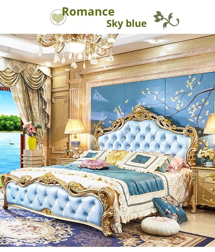 Nordic Letti E Mobile Wooden Large Princess Master Double Villa High Luxury Sleeping  set
