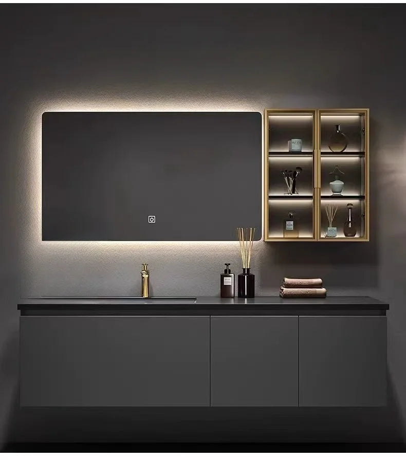 Rock Cabinet Modern, Narrow, Simple Corner Storage Cabinet Organizer  Mirror Vanity Unit Luxury Wall Shelves