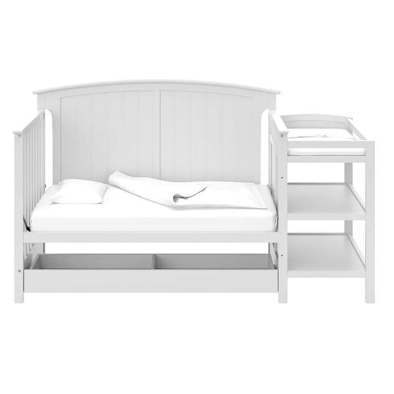 Steveston 5-in-1 Convertible Crib and Changing Table w/drawer {White}