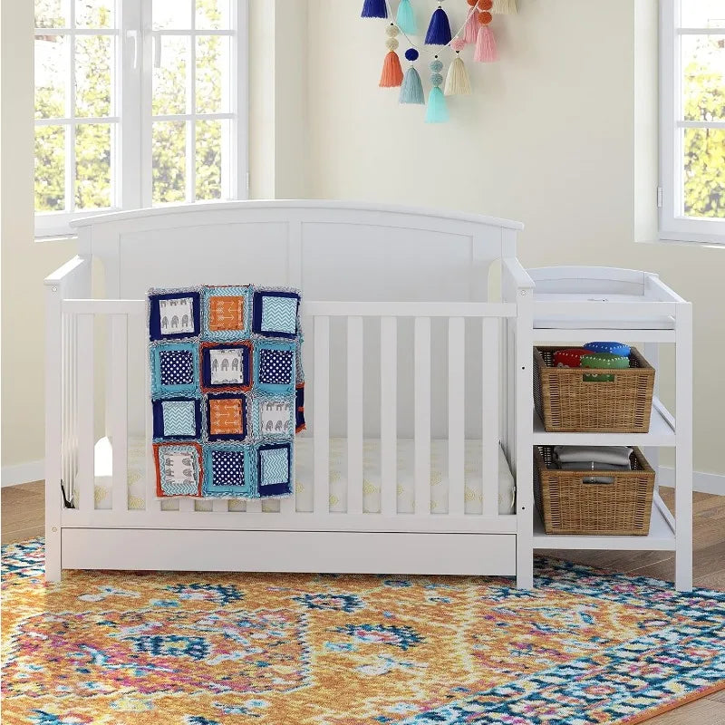 Steveston 5-in-1 Convertible Crib and Changing Table w/drawer {White}