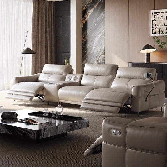 Minimalist Modern Sofa Bed 3 Seater ,Genuine Leather  Designer luxury  recliner