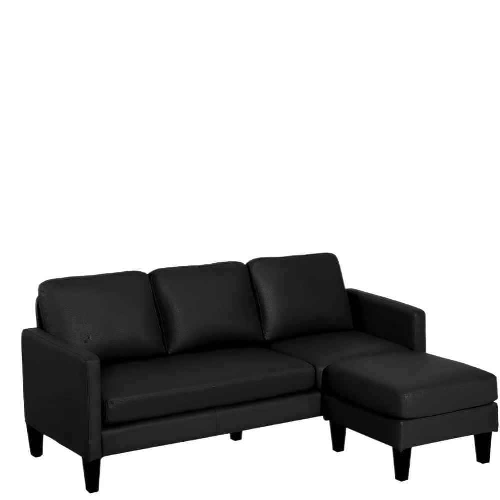 Convertible Sectional Sofa Faux Leather  with Reversible Chaise, 3 seater