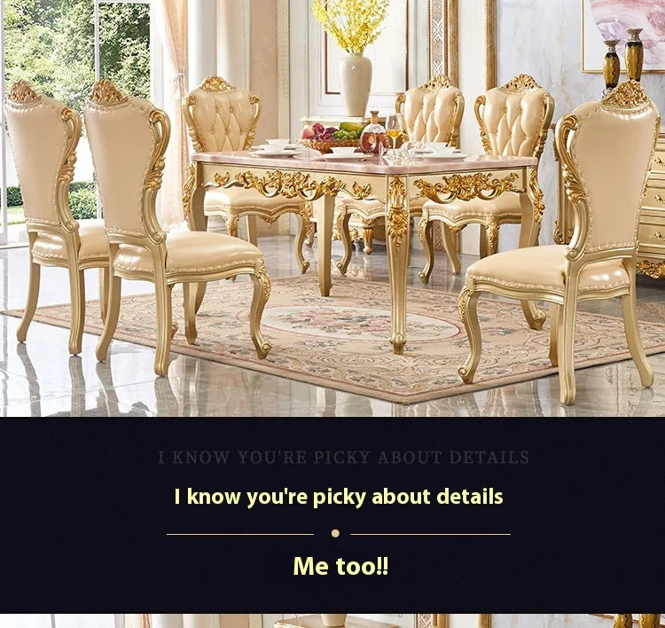 European Gold Vintage Wooden Design Luxury Rectangular Space Saving Table