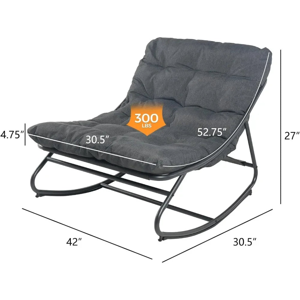 , Metal Lounge Rocking Chair with Thick Comfy Cushion