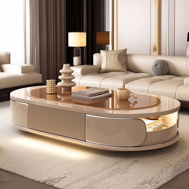 Simple oval drawer table, Creative coffee table ,small home designer high-end tea table