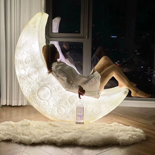 Nordic Creative  Romantic Design Lounge chair, atmospheric Decoration Crescent. Moon Floor Lamp