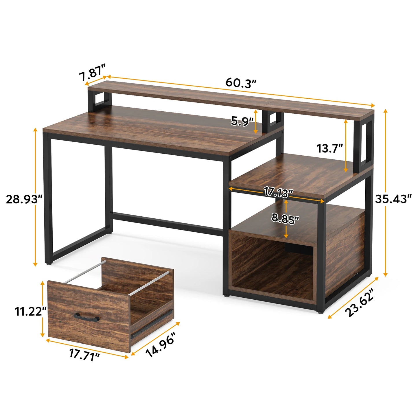 Computer Desk with Shelves, Vintage Table