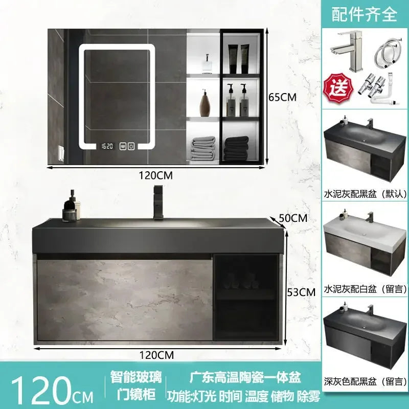 Rock Integrated Washbasin ,  Vanity Cabinets with Sink, Smart Modern mirror cabinet