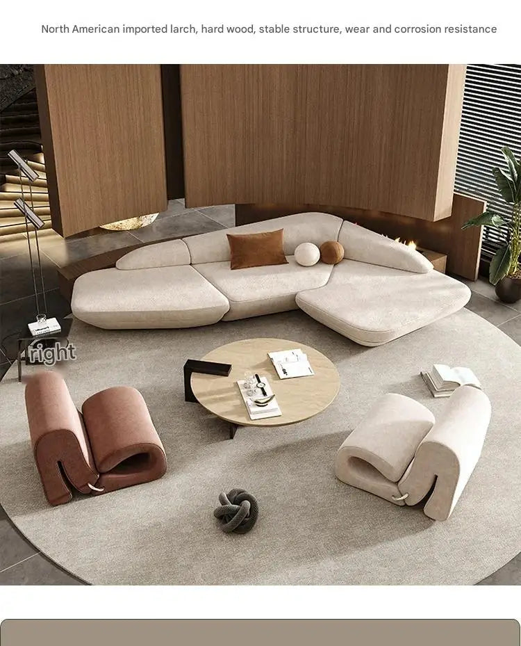 Reception Corner Aesthetics Curved Cute Luxury Leisure Sofa , Office Designer Art